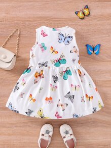 Baby Allover Butterfly Print Sleeveless Dress - White - View 2