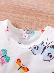 Baby Allover Butterfly Print Sleeveless Dress - White - View 6