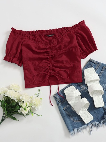 لباس علوي مدروز من الامام باربطة مقلم مكشكش ومكشوف الاكتاف مقاس كبير