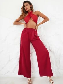 Bộ đồ hai mảnh nữ Lộ Lưng Hội Chữ thập Khối Màu Gợi cảm - Nhiều màu - Xem 1