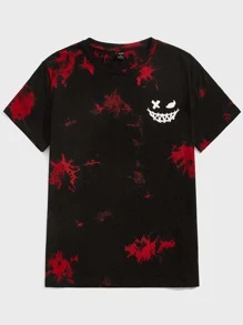 Manfinity VCAY Men Cotton Cartoon Print Tie Dye Short Sleeve Tee, Funny, For Going Out, For Friends - Multicolor - View 1