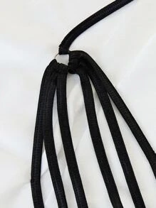 Cut-out Harness Bodysuit - Black - View 4