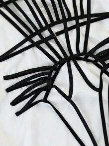 Cut-out Harness Bodysuit - Black - View 5