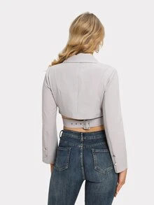 Áo khoác  âu phục nữ Trọn gói màu trơn Thanh lịch - Màu Xám nhạt - Xem 2