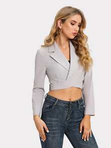 Áo khoác  âu phục nữ Trọn gói màu trơn Thanh lịch - Màu Xám nhạt - Xem 3