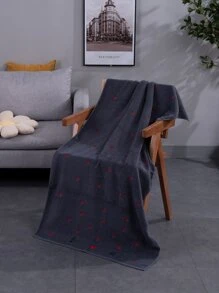 QIBHI 1 pieza Toalla de baño con bordado de corazón o 1 pieza Toalla de mano, toalla suave y cómoda para el baño, decoración del hogar, vuelta al colegio, para salón de belleza, baño del hogar - Gris Oscuro - Ver 5