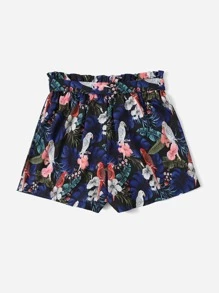 SHEIN Quần Short kích thước lớn Thắt lưng Quần paper-bag Hoa Nhiệt đới Boho - Nhiều màu - Xem 2