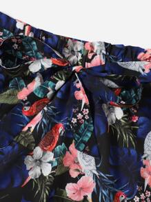 SHEIN Quần Short kích thước lớn Thắt lưng Quần paper-bag Hoa Nhiệt đới Boho - Nhiều màu - Xem 3
