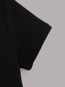 SHEIN Tops con trai lớn Lá thư Khủng long Giải trí - màu đen - Xem 4