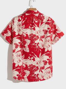 ROMWE MEN Guys Floral Print Button Front Shirt - Multicolor - View 2