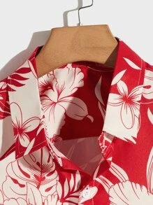 ROMWE MEN Guys Floral Print Button Front Shirt - Multicolor - View 3