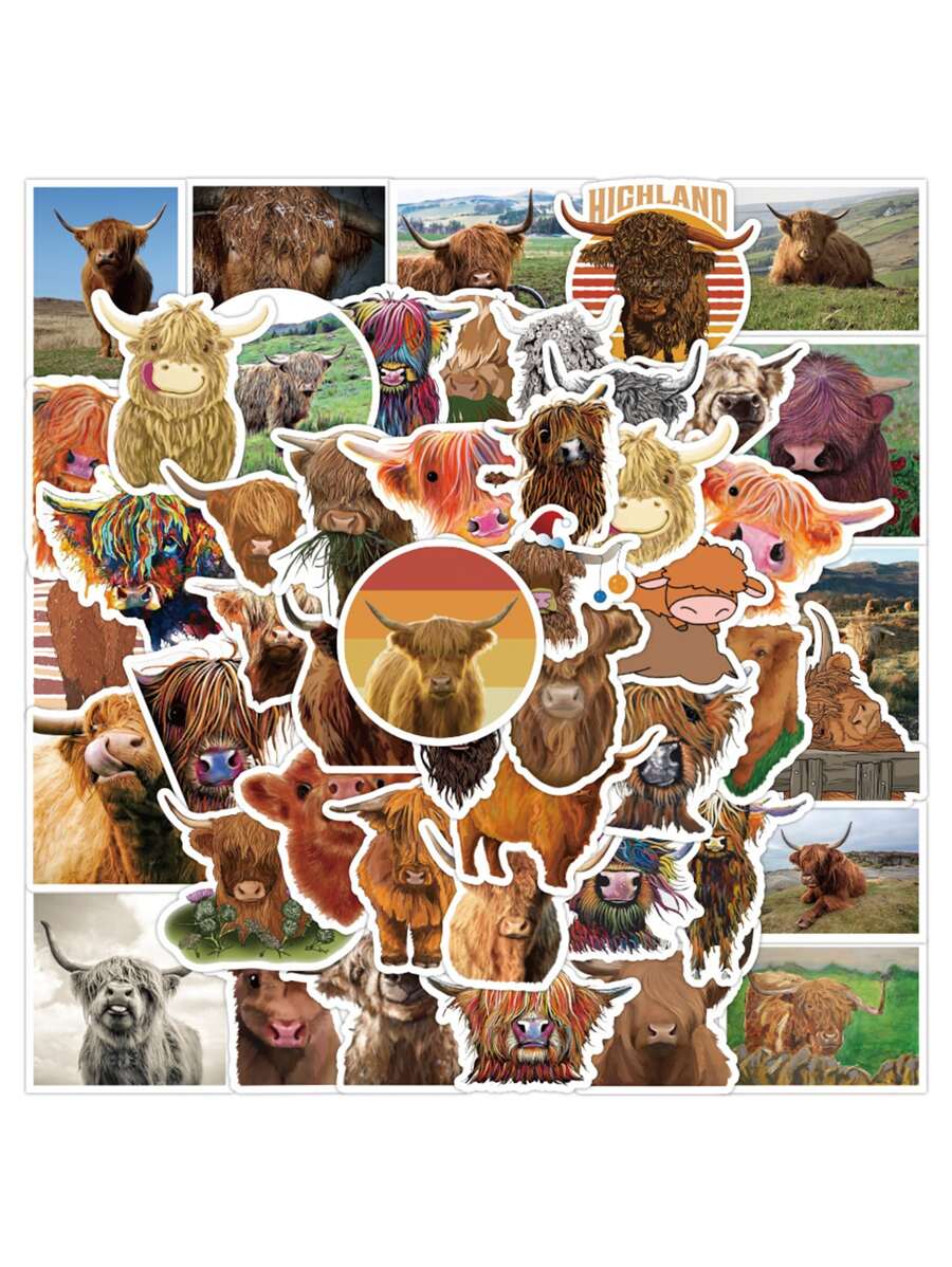 50 miếng dán in hình con bò - Nhiều màu - Xem 1