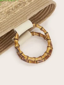 Leaf Appliques Vacation Design Straw Tote Bag - Brown - View 10