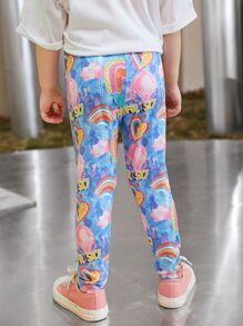 SHEIN 小女童字母圖案紮染緊身打底褲