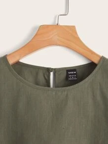 SHEIN EZwear Top de espalda con abertura de ojo de puño con nudo - Verde militar - Ver 4