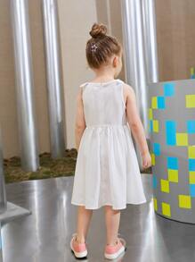 SHEIN 小女童蝴蝶結標語圖案洋裝