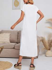 EMERY ROSE 波點圖案直筒洋裝 - 白色 - 查看 2