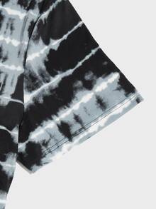 Men Tie Dye Wrap Knot Side Sleep Robe - Multicolor - View 4