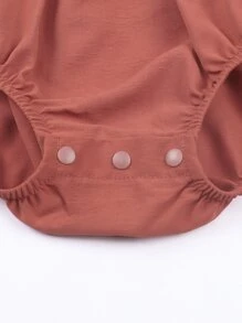 Baby Keyhole Back Ruffle Trim Bodysuit - Burnt Orange - View 4