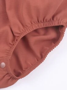 Baby Keyhole Back Ruffle Trim Bodysuit - Burnt Orange - View 6