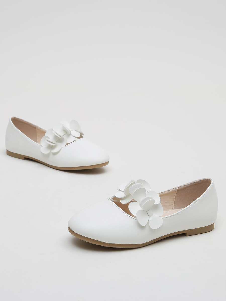 女孩貼花裝飾瑪麗珍平底鞋 - 白色 - 查看 1