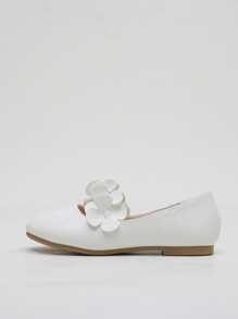 女孩貼花裝飾瑪麗珍平底鞋 - 白色 - 查看 2