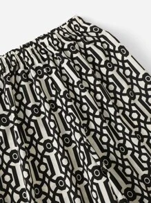 EMERY ROSE 滿版幾何圖案彈性腰帶長褲 - 彩色 - 查看 3