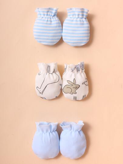 3雙嬰兒卡通圖案手套