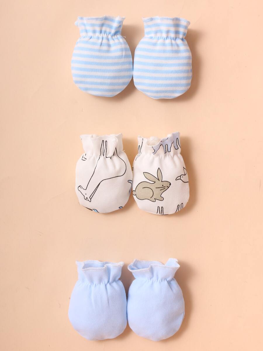 3雙嬰兒卡通圖案手套 - 彩色 - 查看 1