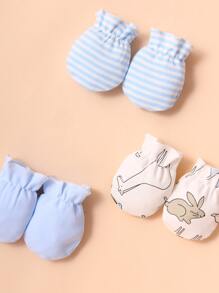 3雙嬰兒卡通圖案手套 - 彩色 - 查看 2