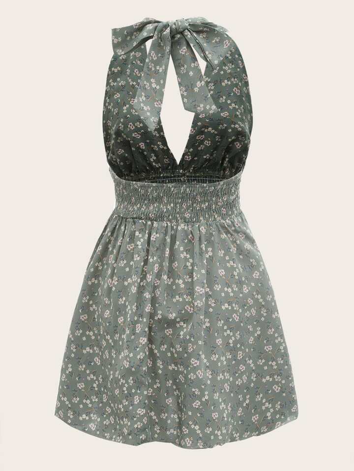 high fashion casual dresses Cream Floral High Low Dress main image 0