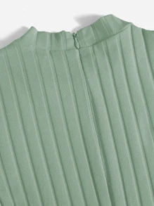 SHEIN EZwear Mock Neck Rib-knit Unitard Romper - Mint Green - View 6