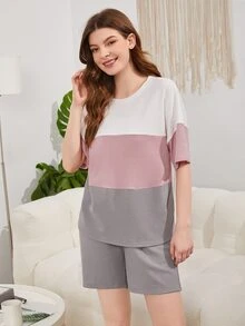SHEIN Bộ đồ giản dị Nữ Khối Màu Giải trí - Nhiều màu - Xem 3