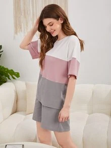 SHEIN Bộ đồ giản dị Nữ Khối Màu Giải trí - Nhiều màu - Xem 4