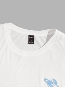 SHEIN Men Tee & Galaxy Print Shorts Lounge Set - Multicolor - View 3