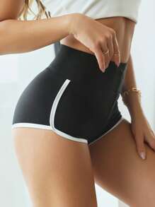 Contrast Binding Lounge Shorts - Black - View 1