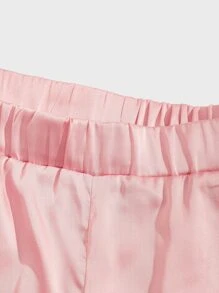 SHEIN 男士素色緞面休閒短褲 - 淺粉色 - 查看 4