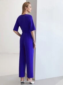 MOTF PREMIUM BELTED TEE JUMPSUIT - Royal Blue - View 3