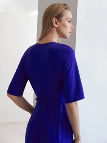 MOTF PREMIUM BELTED TEE JUMPSUIT - Royal Blue - View 8