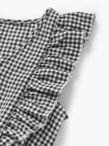 Đầm Gái Xù Kẻ sọc Sẵn sàng - Đen và trắng - Xem 4