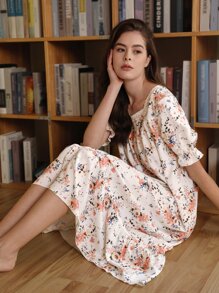 SHEIN Unity 印花荷葉邊睡裙 - 彩色 - 查看 5