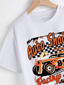 INAWLY Áo thun nữ Ô tô/xe hơi Lá thư Giải trí - trắng - Xem 3