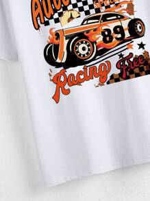 INAWLY Áo thun nữ Ô tô/xe hơi Lá thư Giải trí - trắng - Xem 4