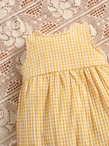 SHEIN Bebé Jumpsuit de guingán con botón trasero - Multicolor - Ver 4