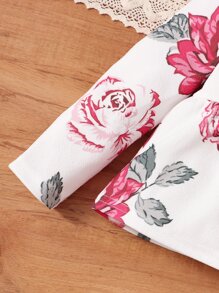 SHEIN Baby Floral Print Flare Hem Top - Multicolor - View 3