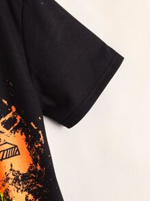 SHEIN Leap Crew Camiseta Reflectante Con Gráficos De Letras Para Niños En La Preadolescencia - Negro - Ver 5