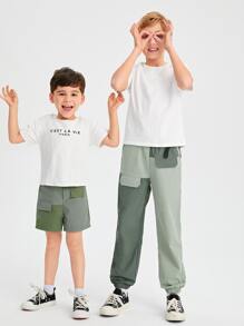 Toddler Boys 1pc Two Tone Flap Detail Shorts - Green - View 6