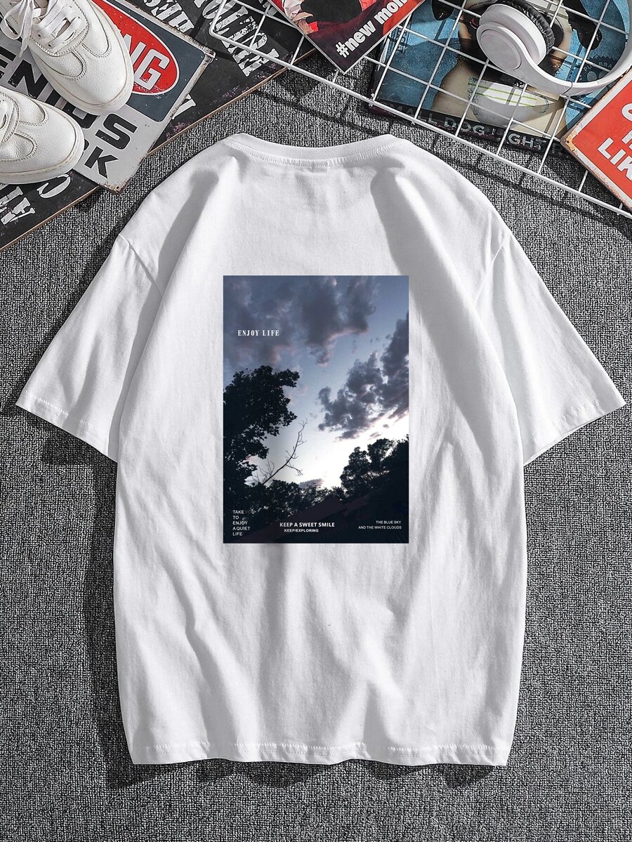 Manfinity Tops Nam Đồ họa Slogan Đường phố - trắng - Xem 1