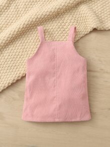 SHEIN Baby Button Patched Pocket Front Pinafore Dress - Dusty Pink - View 2