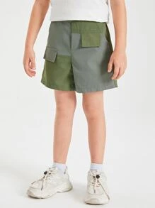 Toddler Boys 1pc Two Tone Flap Detail Shorts - Green - View 1